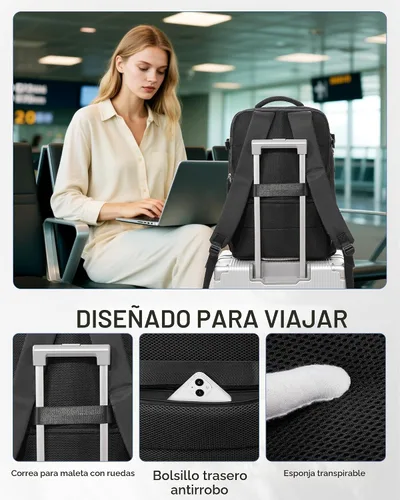 Miniatura 6 de WONHOX Mochila de Viaje Grande Equipaje de Mano Aprobada para Vuelo Mochila para Laptop Trabajo Negocios para Mujeres Hombres Mochila de Viaje