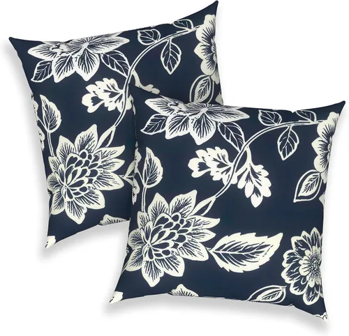 Miniatura 790 de Juego de 2 almohadas para exteriores de 16 x 16 pulgadas, repelentes al agua con interiores, para muebles de patio, hogar, jardín, geometría bohemia