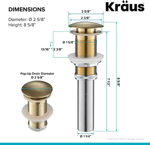 Miniatura 6 de Kraus Drenaje extraíble en oro cepillado, PU-10BG