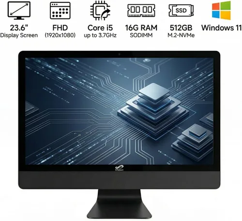 Miniatura 2 de STGSivir Computadora de escritorio todo en uno, pantalla FHD de 23.6", Core i5 de hasta 3.7 GHz, 16G, SSD 512G, WiFi, BT 5.0, teclado y mouse RGB