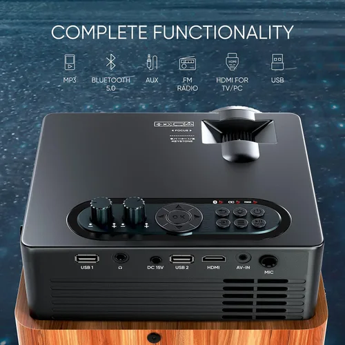 Miniatura 8 de MASINGO Máquina de karaoke portátil 4 en 1 con proyector inteligente de 1080p con WiFi, altavoz y 2 micrófonos inalámbricos. Sistema Android