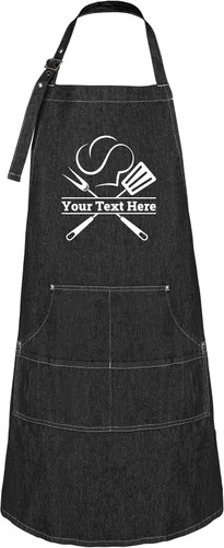 Delantal personalizado para hombres y mujeres Delantal de chef de mezclilla personalizado con bolsillos Regalos de cocina personalizados