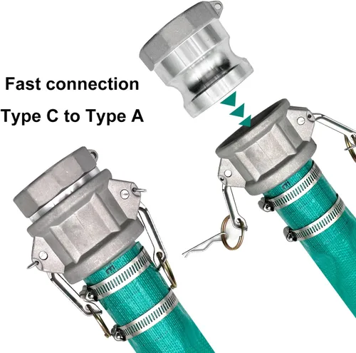 Miniatura 5 de SAFBY Manguera de descarga de bomba de agua con accesorios de aluminio Camlock A C E F, manguera de drenaje de retrolavado resistente de tres capas