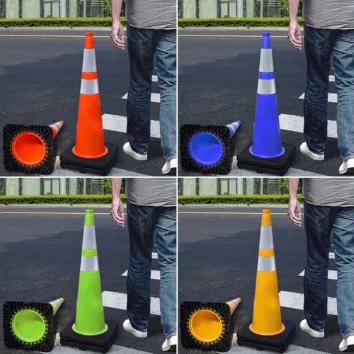 Miniatura 9 de Paquete de 6 conos de tráfico de PVC extra grandes de 36 pulgadas con base resistente, conos de seguridad de alta visibilidad para todo