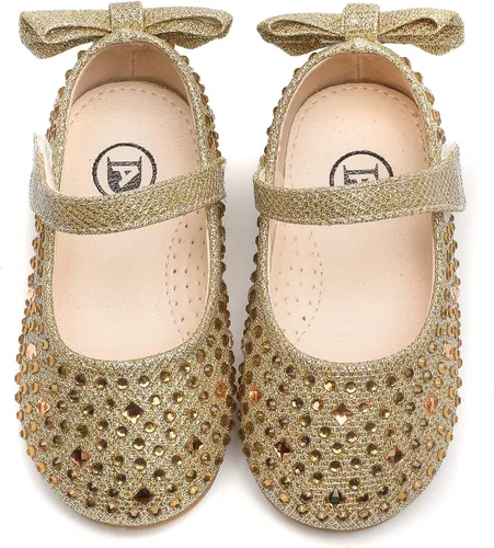 kkdom Zapatos de vestir para niña Mary Jane Ballet Flats Bow Flower Girl Boda Fiesta Bailarina Zapatos planos para niñoniño pequeño niño grande