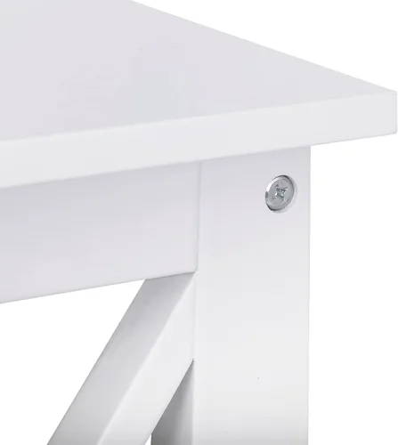 Miniatura 5 de ZENY Juego de 2 mesas auxiliares, estante de almacenamiento lateral para sofá, mesa auxiliar de madera versátil con diseño X, sala de estar, Blanco