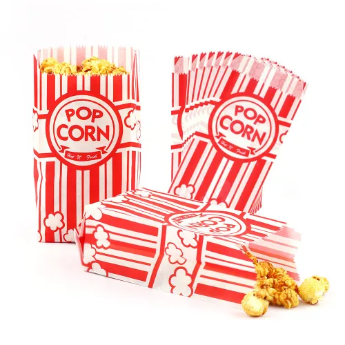 500 bolsas de palomitas de maíz de 1 onza, bolsas de palomitas de maíz rojas y blancas para porciones individuales, bolsa de papel pequeña para