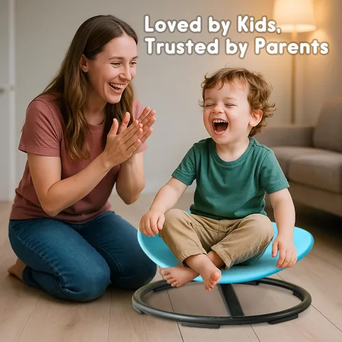 Miniatura 3 de Silla giratoria sensorial para niños con autismo de 3 años en adelante, silla giratoria para sentarse y girar para niños con TDAH, sillas Azul