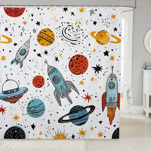 Miniatura 15 de Cortina de ducha de unicornio para niños, cortina de baño de dinosaurio de dibujos animados, conjuntos de accesorios de baño Kawaii de animales