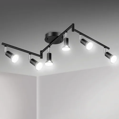 Miniatura 11 de Kit de iluminación LED de pista Unicozin, iluminación de techo de 8 direcciones con acabado de níquel mate, cabezal de luz flexible giratorio, luz