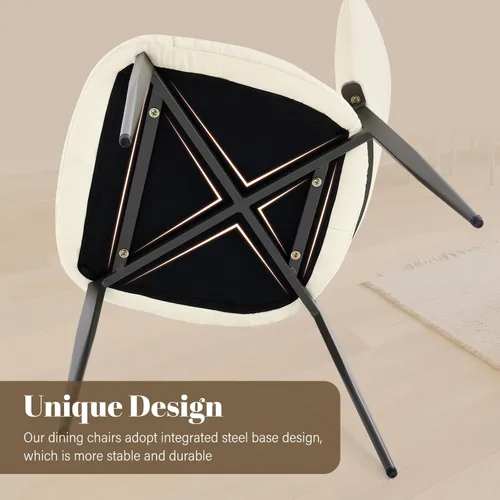 Miniatura 6 de Homcosan Juego de 2 sillas de comedor, modernas sillas de cocina con asiento acolchado tapizado y patas de metal, fácil montaje, sillas de comedor