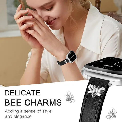 Miniatura 3 de JR.DM Correas de cuero delgadas compatibles con Apple Watch Band 1.496 in 1.575 in 1.614 in 1.654 in 1.732 in 1.772 in 1.811 in 1.929 in, correa