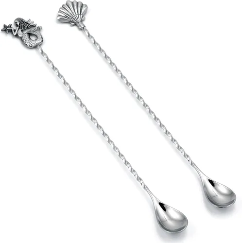 Miniatura 11 de Homestia Cuchara de cóctel dorada de acero inoxidable de 12 pulgadas con mango de oso elefante, perfecta para mezclar y colocar bebidas en tazas