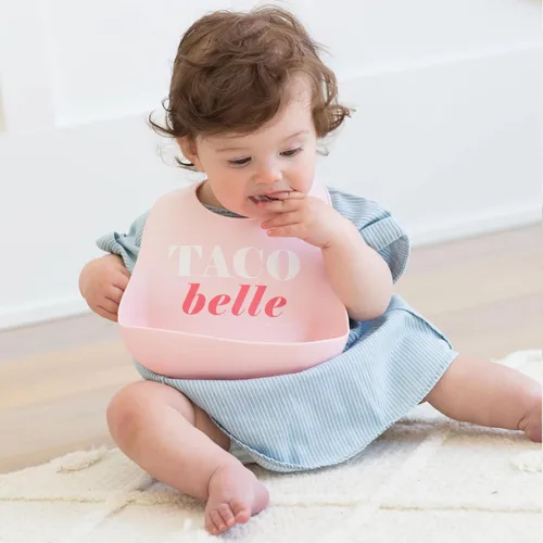 Miniatura 2 de Bella Tunno Wonder Bib - Baberos de silicona ajustables para bebés niñas, silicona duradera e impermeable libre de BPA, Taco Bell Taco Belle