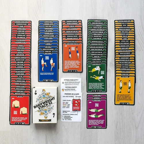 Miniatura 5 de Tarjetas de ejercicio: juego de 52 cartas para entrenamiento corporal de fuerza y peso (versión en inglés) Diseñado por un experto en fitness