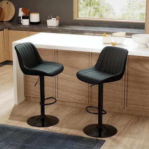 Miniatura 35 de Youhauchair - Juego de 1 taburete de bar, taburetes giratorios de altura de mostrador con respaldo, sillas de bar ajustables de piel sintética