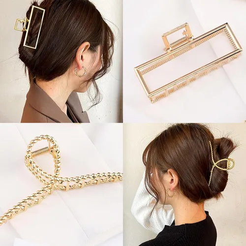 Miniatura 3 de Mehayi 3 pinzas de metal grandes para cabello grueso y pesado, agarre fuerte, agarre grande, antideslizante, pinza de mandíbula para cabello largo