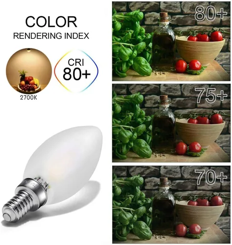 Miniatura 2 de Bombilla LED regulable para candelabro, blanco cálido, equivalente a 2700 K, 40 W, base E12, bombillas LED de vela C35, forma de torpedo de vidrio