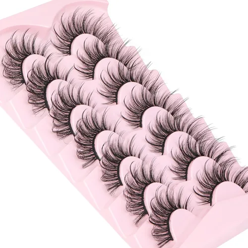 Miniatura 5 de Geeneiya Pestañas Wispy de Visón Natural Pestañas Postizas con Aspecto de Picos Extensiones de Pestañas Aspecto Esponjoso Pestañas Postizas de 18mm