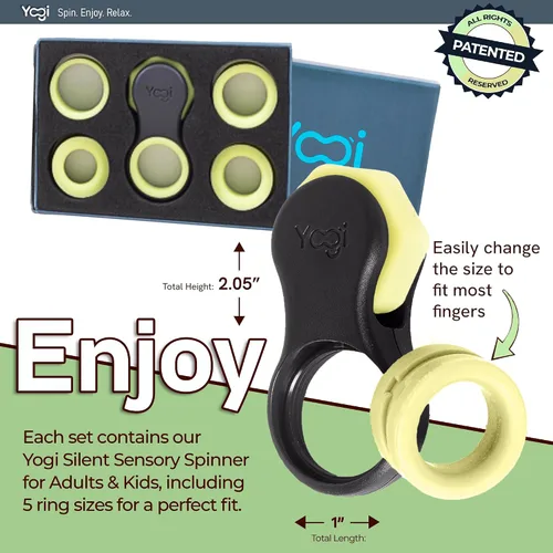 Miniatura 6 de Yogi Fidget Toy para adultos y niños – Juguete sensorial para aliviar el estrés con 5 anillos de silicona para los dedos – Fidget silencioso
