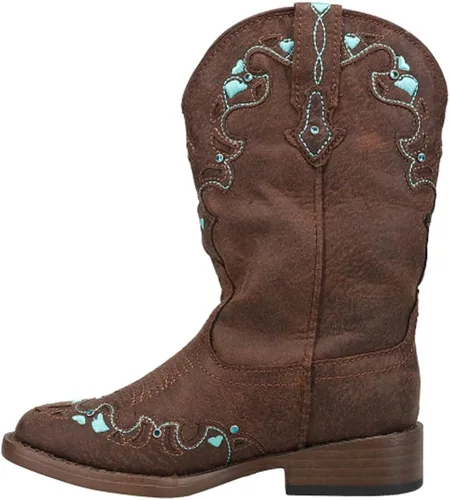 Miniatura 3 de ROPER Niños Niñas Corazón Bordado Punta Cuadrada Casual Botas Mid Calf - Marrón