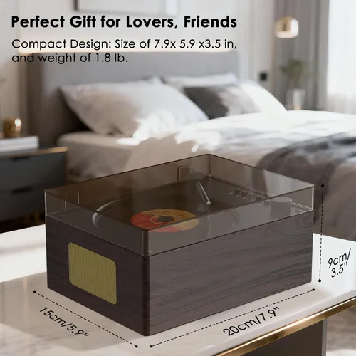 Miniatura 6 de Walnut Wood Grain CD Player with Bluetooth 5.3 - Retro Desktop Music Player, Dual HI-FI Speakers, 3600mAh Battery, Remote Control, 2-Year Warranty