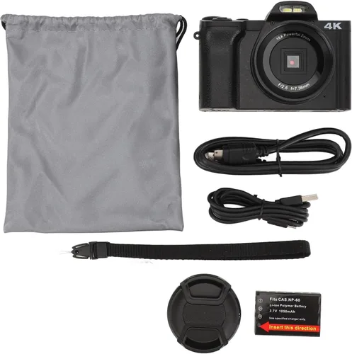 Miniatura 2 de Cámaras digitales, cámara 4K 60FPS, cámara de vlogging de 48MP 4K con zoom de 16X antivibración, pantalla táctil de 3.5 pulgadas, cámara pequeña