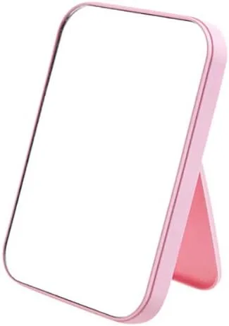 Miniatura 8 de Espejo de maquillaje de escritorio Coobbar, Espejo de maquillaje plegable, Espejo de princesa simple y portátil, Espejo cuadrado, Espejo de Beige