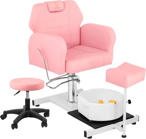 Miniatura 12 de Silla de pedicura con baño de pies de masaje de burbujas, para tecnología de uñas y baño de pies, silla de pedicura sin fontanería, rotación