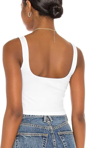 Miniatura 6 de Mizoci Camiseta sin mangas básica sin mangas con cuello cuadrado recortada de doble capa para mujer