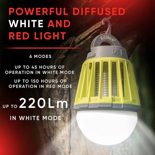 Miniatura 6 de Linterna de camping con protección contra mosquitos 220 lúmenes Batería recargable, carga USB tipo C Impermeable IP67 Luz blanca y roja