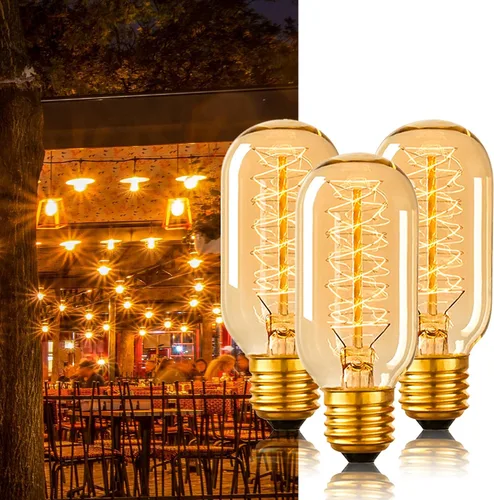 Miniatura 8 de Bombillas Edison incandescentes T45 retro de 40 W, 6 paquetes, 110-130 V, base E26 regulable, bombilla Edison 6 paquetes, 2200 K ámbar amarillo