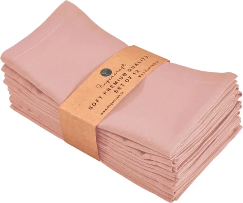 Miniatura 63 de Fingercraft Juego de 12 servilletas de tela de mezcla de lino y algodón, lavables, calidad premium, fiestas, bodas, servilletas de cena en inglete