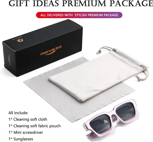 Miniatura 137 de AIEYEZO Gafas de sol cuadradas para mujeres y hombres, gafas de sol cuadradas con montura gruesa, estilo de diseñador simple