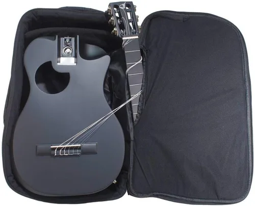 Miniatura 16 de Journey Instruments Guitarra de viaje de fibra de carbono – OB660M Guitarra acústica de bajo portátil con sistema plegable patentado – Estuche