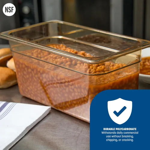 Miniatura 5 de Carlisle FoodService Products Sartén de alimentos de alta temperatura, contenedor de almacenamiento de alimentos de tamaño 1/3 para servir alimentos