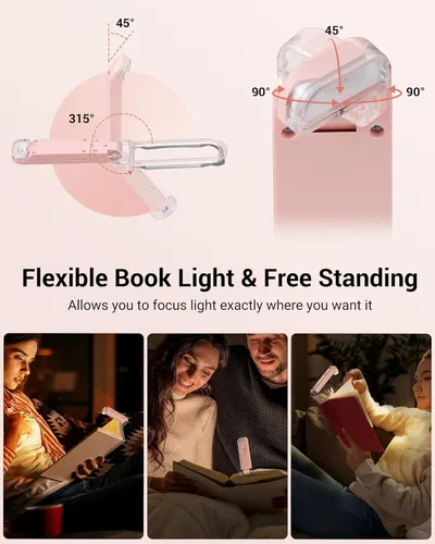 Miniatura 4 de DEWENWILS Luz de libro USB recargable para leer en la cama, lámparas de lectura LED con pinza, portátiles, luces de marcapáginas para niños, amantes