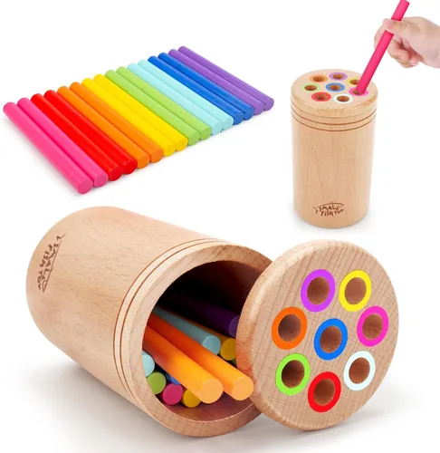 Juguetes Montessori para niños de 1 a 3 años: Juguetes de aprendizaje de madera para clasificar colores para niños pequeños de 1, 2 y 3 años, juegos