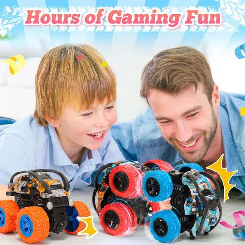 Miniatura 7 de SevenQ Monster Truck - Juguetes de coches para niños, paquete de 4 coches de carreras, recuerdos de fiesta para niños, empujar y avanzar, coches