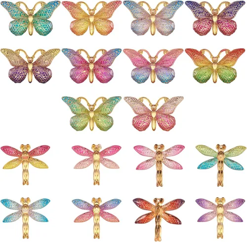 Miniatura 16 de Craftdady Colgantes de Resina de Alas de Mariposa y Alas de Hada - Lindos Colgantes Colgantes de Animales y Dijes de Hongos - Dijes Degradados