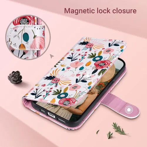 Miniatura 6 de ULAK Funda tipo cartera compatible con iPhone 13 para mujer, funda de piel PU premium con cierre tipo solapa con tarjetero y función de caballete