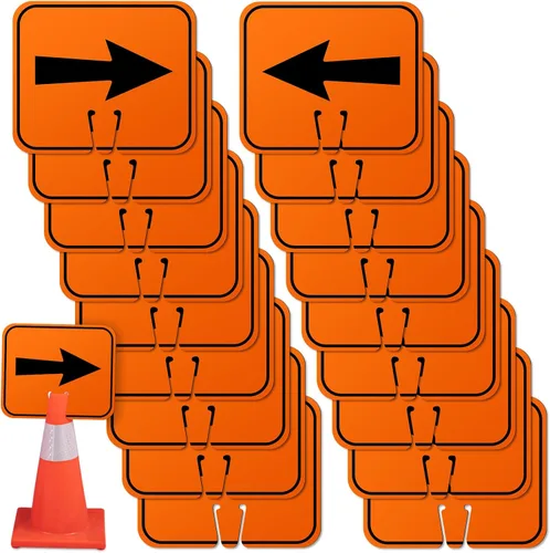 Geetery 18 letreros de desviación de flecha de tráfico naranja, cono de carretera, direccional superior izquierda, derecha, flechas rectas, para