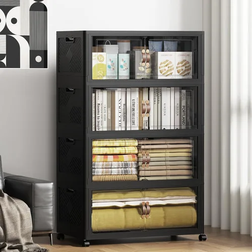 Miniatura 20 de SAILUN 321QT/80Gal Contenedores de almacenamiento apilables con tapa, contenedores de almacenamiento plegables con puertas, armario plegable