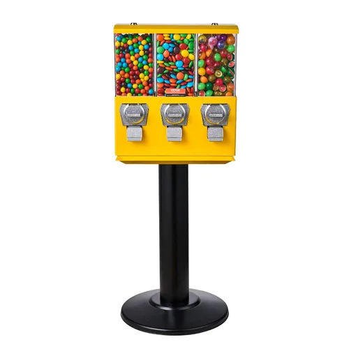 VEVOR Máquina Expendedora Comercial, Dispensador de Dulces de Triple Compartimento con Soporte de Hierro, Máquina de Chicles y Dulces para Negocios,