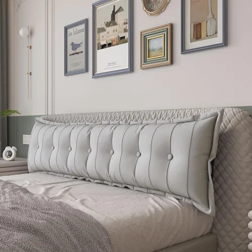 Miniatura 7 de VERCART Almohada grande para cabecero, almohadas de sofá cama, almohada de lectura, almohada de cabecera de cama, almohada de apoyo de Gris