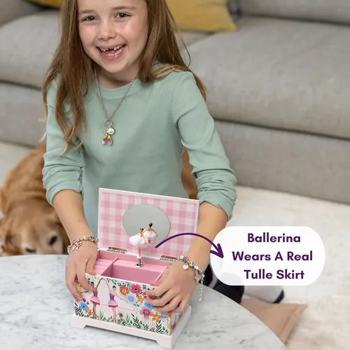 Miniatura 5 de ABI + OLIE Joyero de bailarina para niñas Joyero para niñas Joyero musical para niñas de 4 a 12 años Cajas de música para niñas Perfecto recital