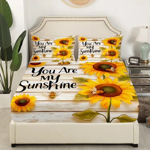 Miniatura 3 de Sábana bajera ajustable de abeja amarilla tamaño individual, sábanas de abeja de dibujos animados kawaii para niños y niñas, juego de ropa de cama
