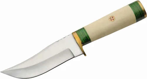Miniatura 2 de SZCO Full Tang Upsweep - Cuchillo de caza de 8.25 pulgadas, cuchillo de campamento con hoja forjada a mano, mango de madera verde y hueso y funda