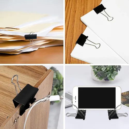 Miniatura 6 de SANNIX 36 PIEZAS Clips de Carpeta Medianos, Clips de Carpeta de 1-1/4 Pulgadas 32mm Clips de Papel Negro Tamaño Mediano para Oficina Hogar Escuela