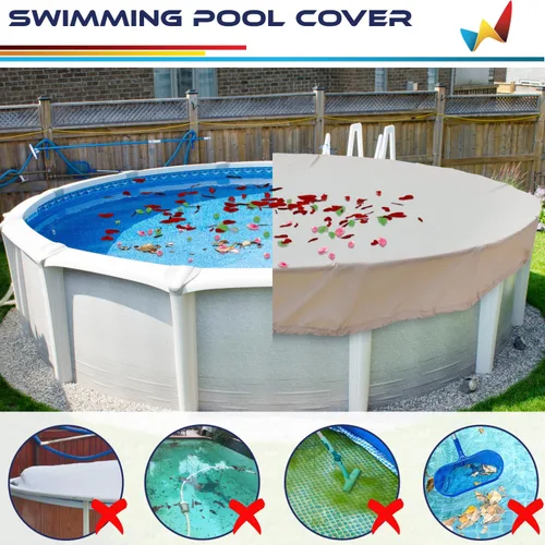 Miniatura 2 de Windscreen4less Cubierta de seguridad redonda impermeable para piscina de invierno de 9 pies con cable de alambre a lo largo de los bordes